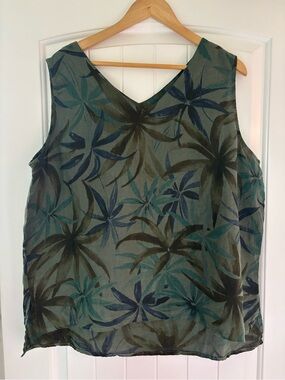 Sleeveless NWT 100% Linen CMC Palm Print Shirt | Size XXL